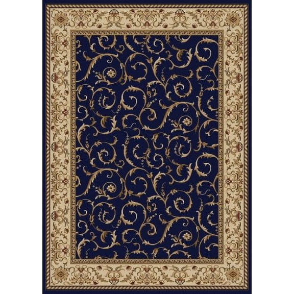 Radici Usa Como Area Rug 1599 Navy Blue Italian Bordered 7' 9" x 11' Rectangle