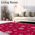 thumbnail image 2 of ODIKA 5'x7' Machine Washable Non-Slip Area Rug, Elegant Wintry Celebration Snowy Landscape High Traffic Rug, Red, 623226, 2 of 7