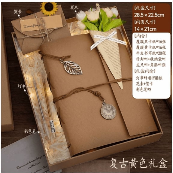 TJT 104 Pages Scrapbook Album, Self Adhesive Photo Album DIY Photo Book, Leather Memory Book for Wedding Baby Family Travel Birthday Christmas Khaki