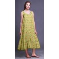 thumbnail image 5 of Bimba Medium Yellow6 Watercolor Flower & Leaves Mid Calf Nightwear Ladies Cotton Printed Sleeveless Night Gown Maxi Dress XX-Large, 5 of 6