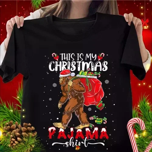 Bigfoot Sasquatch Holiday Figure Festive Pajama Family Gift Unisex T-Shirt, up to size 5XL