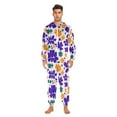 thumbnail image 5 of Adult Christmas Onesie Purple and Orange Floral Zipper One-Piece Pajamas Unisex with Pockets, 5 of 6