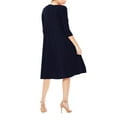 thumbnail image 3 of Women's Casual Loose Fit 3/4 Sleeve Round Neck Jersey Knit A-Line Comfy Solid Midi Dress, 3 of 4