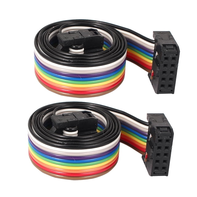 50cm 10 Pin 10 F/F Conector IDC de cable de cinta plana de color Arco iris 2pcs