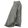 thumbnail image 3 of Bibifish Women's Pants Solid Color High Waisted Ruffle Hem Wide Leg Long Pants Flowy Casual Trousers Loose Fit Elegant Trousers With Pockets, 3 of 4