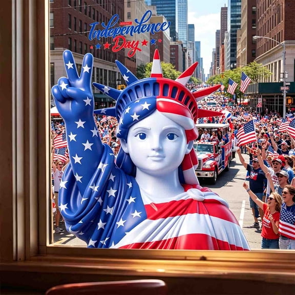 erdimoy Patriotic Statue of Liberty Window Cling, 13" 4th of July Independence Day Decor