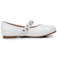 thumbnail image 5 of Blikcon Girls Mary Jane Ballerina Flat Shoes Low Heel Princess Flower Wedding Party Dress Shoes for Kids(Color : White, Size : 3 Little Kid), 5 of 8