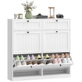 thumbnail image 1 of HOMCOM Shoe Cabinet with 2 Flip Drawers, Slim Shoe Storage Cabinet, White, 1 of 10
