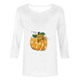 thumbnail image 3 of 3/4 Sleeve Halloween Top,2024 3/4 Length Sleeeve Blouse Tops for Women Halloween Printed T Shirts Fall Round Neck Sweatshirt Pumpkin Theme Pattern Lightweight Pullover Top, 3 of 5