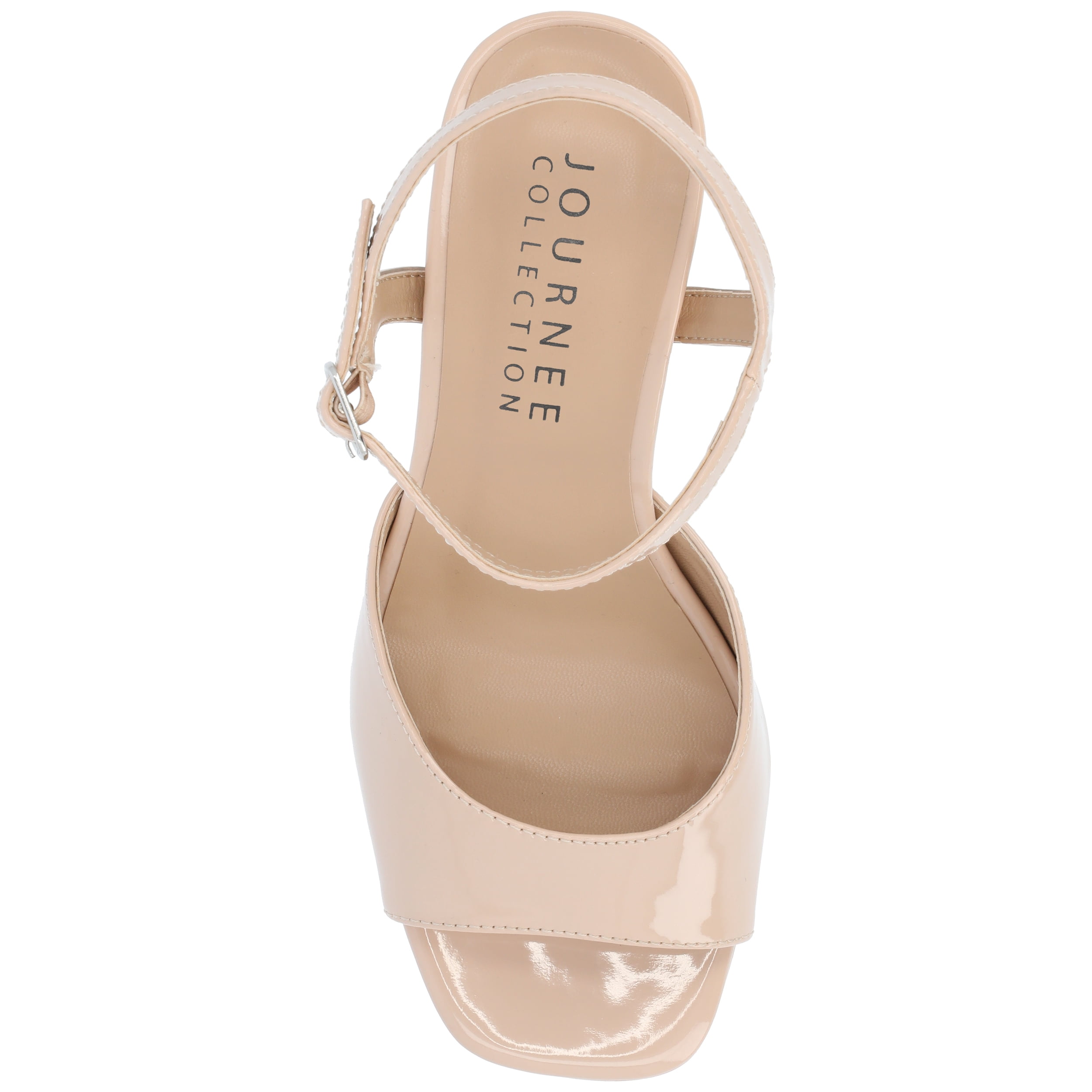 Journee Womens Ziarre Patent Vegan Leather Ankle Strap Platform Dress Sandals