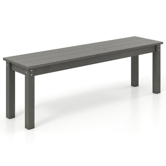 Patiojoy Outdoor Bench 2-3 Person HDPE Patio Bench 55" Backless Garden Bench with Slatted Seat Gray