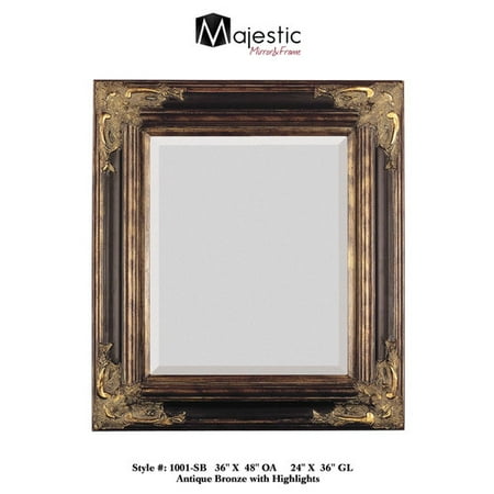 Majestic Mirror Bronze With Gold Square Antique Framed Beveled Glass Majestic Mirror Bronze With Gold Square Antique Framed Beveled Glass Wall