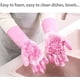 thumbnail image 3 of Guantes de silicona para fregar, guantes de esponja de limpieza con cepillo para lavavajillas, baño, cocina, coche y cuidado de mascotas (rosa) Rojo Verde, 3 of 5