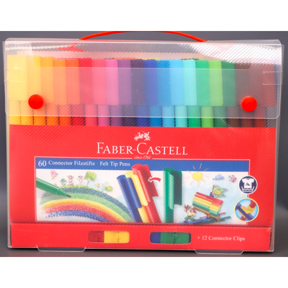 Faber-Castell Markers, Water-Based Felt Point, Assorted Colors, 60 Count