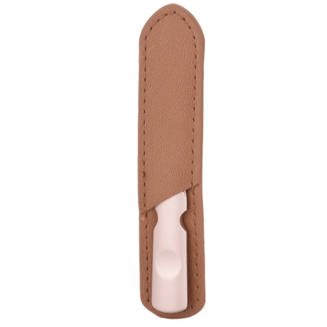Lima de uñas de acero inoxidable con estuche de cuero, doble cara y lima de uñas para hombres y mujeres