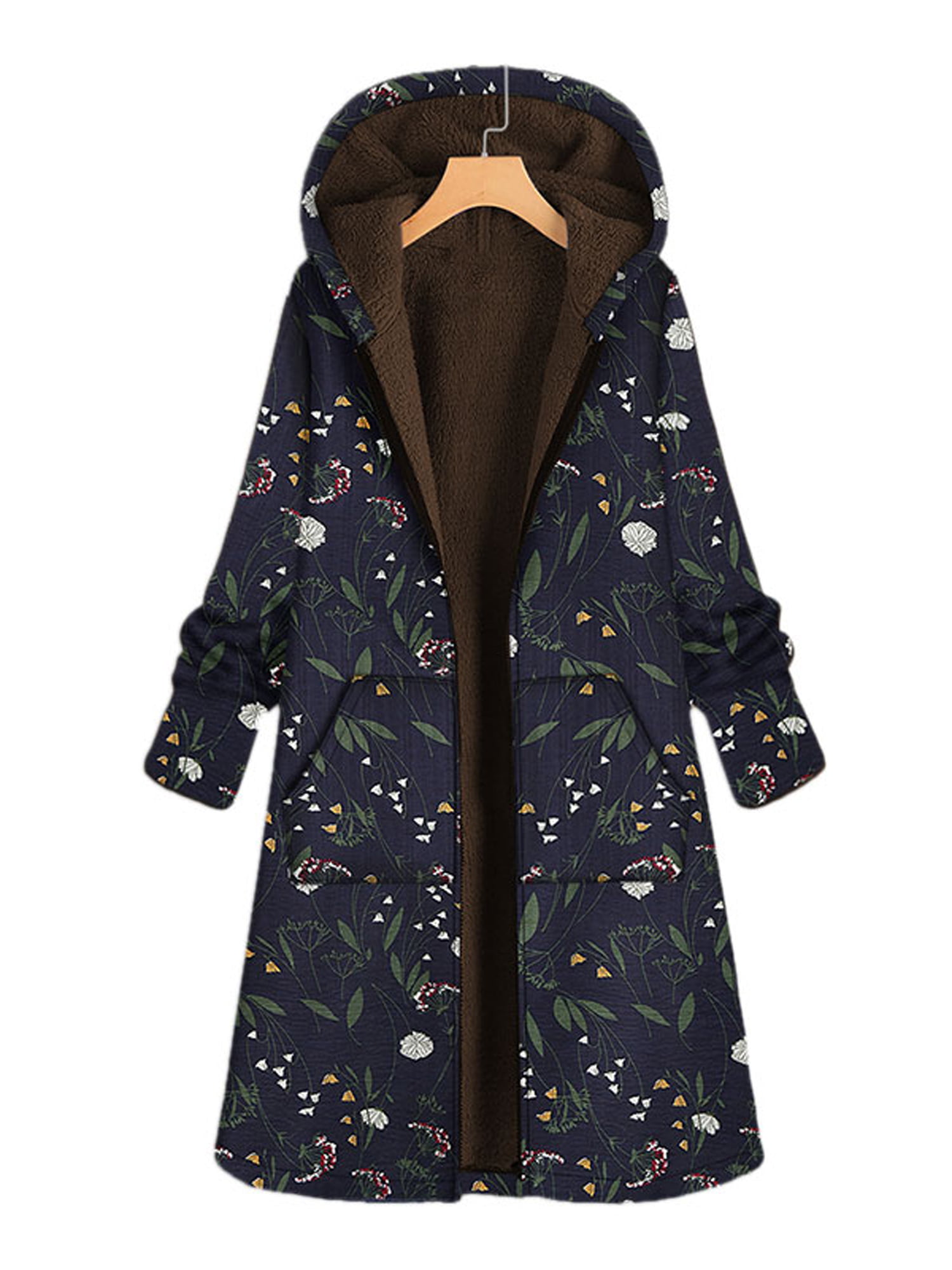 WooCo Womens Plus Size Winter Coats Hooded Warm Thicken Fleece Lined Parkas Long Trench Coats Jackets Parka Outwear