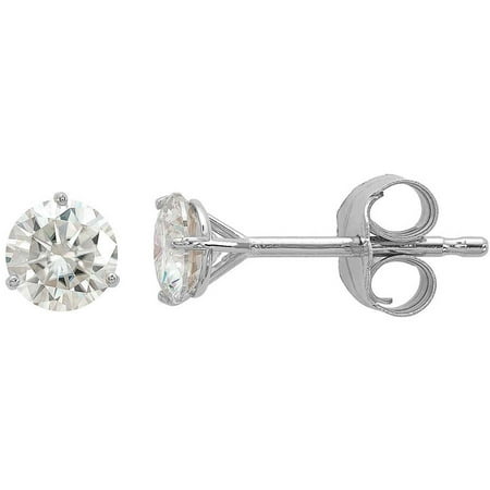 Endless Light Lab-Created Moissanite 14kt White Gold 4.0mm Round Post Earrings
