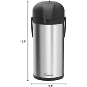 Vondior Thermal Airpot Coffee & Tea Beverage Urn, Silver, Large, 102 oz
