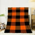 thumbnail image 3 of Cozy Black and Orange Plaid Flannel Blanket – Soft, Lightweight Throw for Home Decor, Camping, Office, or Gift, Warm All-Season Comfort with Classic Checkered Design, 3 of 6