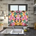 thumbnail image 4 of Yayeee Kitchen Curtains Tier Pair Light Filtering 27"x36" Rod Pocket Short Cafe Window Panel, Pink Floral Blooms, 4 of 7