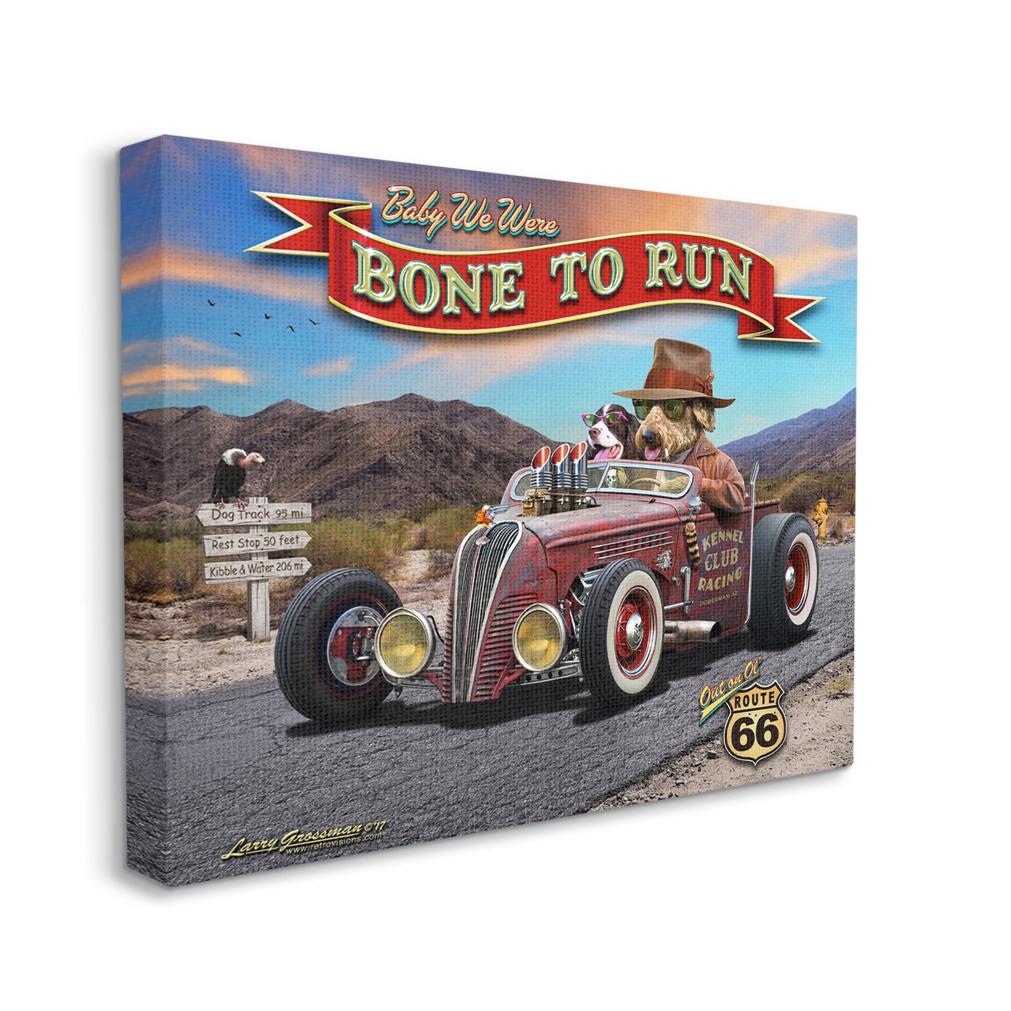 Stupell Industries Bone to Run Dogs Transportation Painting Gallery Wrapped Canvas Art Print Wall Art, 40 x 30
