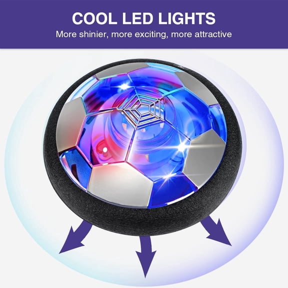 LED Hover Soccer Ball, Interactive Hover Soccer Toy for Home Play, Indoor Outdoor Floating Football Game Toy with Soft Foam Bumper, Floating Soccer Ball Gift for Boys Girls, Blue
