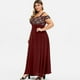thumbnail image 4 of ICHUANYI Clearance Women Plus Size Cold Shoulder Floral Lace Maxi Party Evening Camis Long Dress(Wine, L) ICHUANYI WER2023080704832, 4 of 5