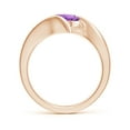 thumbnail image 2 of ANGARA Natural Bar-Set Solitaire Round 1.15 ct Amethyst Bypass Ring in 14K Rose Gold for Women (Size-7mm) | February Birthstone, Birthday, Anniversary, Jewelry Gift for Women | Natural Amethyst Ring, 2 of 9