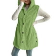 thumbnail image 6 of Sherpa Hooded Vest Womens Fall Winter Outerwear Sleeveless Soft Plush Warm Jacket with Hood Casual Fleece Coat (S, Green), 6 of 6