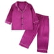 thumbnail image 1 of Odeerbi 1-8 Años Niños Niñas Pijama de Satén Con Solapa Entallada Camisa de Manga Larga Conjunto de Pantalones Suave Ropa de Dormir de Dos Piezas Pijama de Dos Piezas, 1 of 9