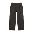thumbnail image 4 of cocolona Womens Solid Color Casual Cargo Pants Elastic Waist Straight Wide Leg Outdoor Work Denim Pants with Pockets, 4 of 4