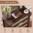 thumbnail image 3 of LEYAOYAO 31.5" Wide Rattan 3-Drawer Nightstand, Boho Walnut Bedside Table with Storage, Tall End Table Dresser for Bedroom, Living Room, Hallway, 3 of 5