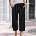 thumbnail image 2 of GEWSEY Women's Capri Pants Cotton Yoga Capris Drawstring Joggers Workout Sweatpants Loose Lounge Crop Pants Pockets (Black, XXL), 2 of 7