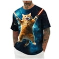thumbnail image 2 of Xysaqa Mens Shirts Funny Cats Printed T-Shirts Cool Graphic Tees for Men Boys Summer Cool Short Sleeve Shirts Novelty Men's Big & Tall Hawaiian Shirts Gift Shirts 2X 3X 4X, 2 of 5