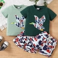 thumbnail image 2 of YUEHUA Toddler Boy Clothes Set Boys Girls Short Sleeve Cartoon Prints T Shirt Pullover Tops Shorts Outfits,Size 6-12 Months, 2 of 7