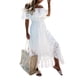 thumbnail image 4 of Txlixc Vestido Casual para Mujer, Hombros Descubiertos, Manga Corta, Cintura Media, Encaje, Bordado, Color Sólido, Vestidos Irregulares Txlixc Estilo de ocio, 4 of 9