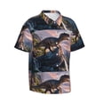 thumbnail image 2 of Daiia Sunset Cliff Dinosaur Hawaiian Shirt for Men Gentle Cotton Regular Short Sleeve Casual-Medium, 2 of 9