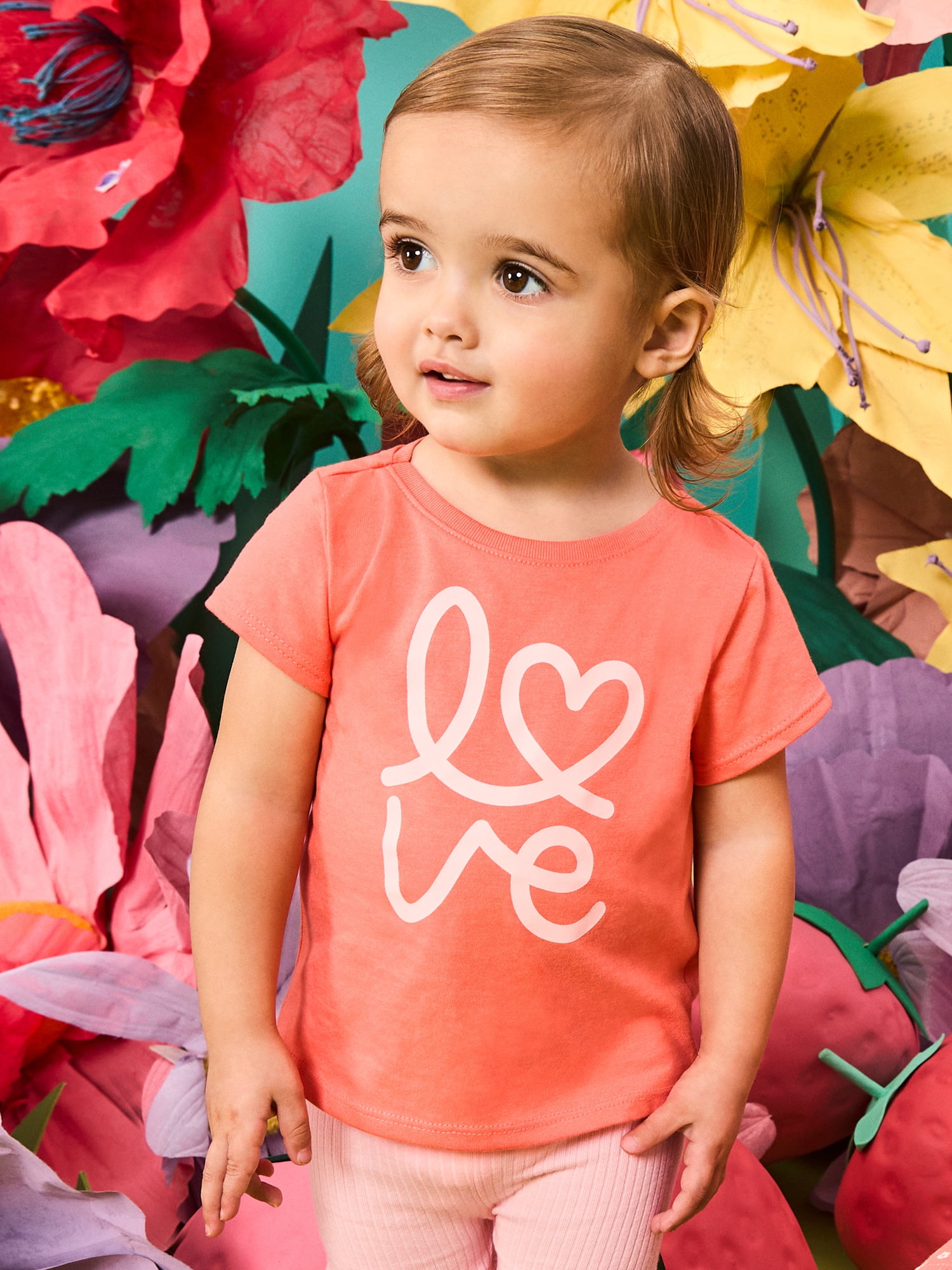 Garanimals Newborn, Baby & Toddler Girl Cotton Short-Sleeve Graphic T-Shirts, 3-Pack, Sizes 0-6T