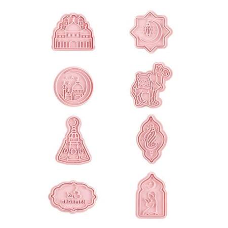 

8 PCS DIY Cookie Stamp Cookie Cutter Molds Set Plastic Material Cute DIY Cookie Cutting Moulds Eid Ramadan Series Shapes