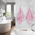 thumbnail image 6 of SKYSONIC 16"x28" Face Hand Towel Set, Pink Flowers Leaves Cotton Washcloths, Quick-Dry Highly Absorbent Bath Towels 2 PCS for Bathroom Ktichen Travel SPA Gym, 6 of 7