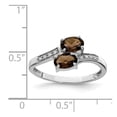 thumbnail image 4 of Sterling Silver Rhodium 2 Oval Smoky Quartz & Diamond Ring, 4 of 6