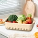 thumbnail image 1 of Cesta de lavado de frutas y verduras de doble capa | Colador de drenaje de plástico con asas | Escurridor de cocina apilable para pasta, ensalada y frutas y verduras | Blanco, beige, naranja, 1 of 6