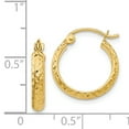 thumbnail image 4 of 14k Yellow Gold Diamond Cut 2.8x15mm Hoop Earrings Round, 4 of 8