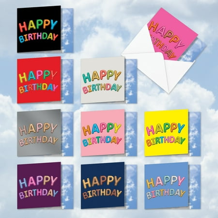 AMQ5651BDB-B1x10  Birthday Card 'Inflated Messages' with Envelope by