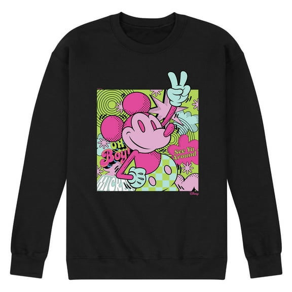 Disney - Mickey Peace Sign - Men's Crew Neck Fleece Pullover