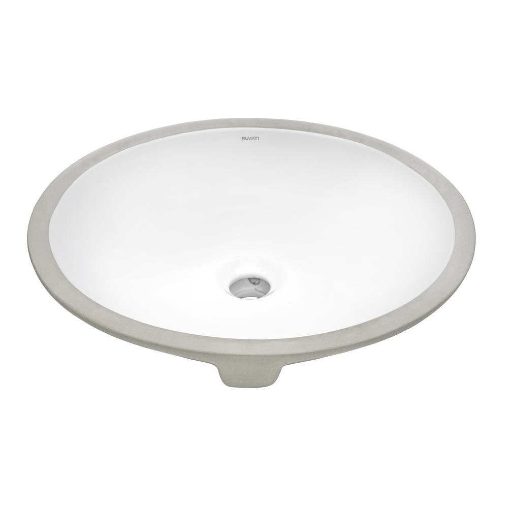 Ruvati 16 x 13 inch Undermount Bathroom Sink White Oval Porcelain