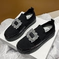 thumbnail image 5 of Miluxas Women's Rhinestone Slip On Sneakers Casual Comfort Platform Walking Shoes Cute Glitter Bling Loafers Black 7(39), 5 of 7