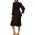 thumbnail image 3 of Pijamas de satén para mujer INSPIRE CHIC, con mangas largas, encaje en el escote en V, vestido largo casual, camisones de noche, ropa de estar en casa, color negro, 3 of 6