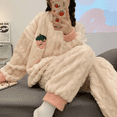 thumbnail image 1 of Winter Flannel Fleece-lined Sleepwear Women‘s Long Sleeve Warm Thickened Pyjamas Home Clothes Explosion Model Jacket tzw, 1 of 6