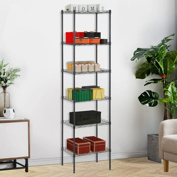 Dkelincs Wire Shelving Unit - Adjustable Storage Rack with 600 Lbs Weight Capacity - Metal Shelves for Home, Garage, and Office (Black, 600 Lbs)